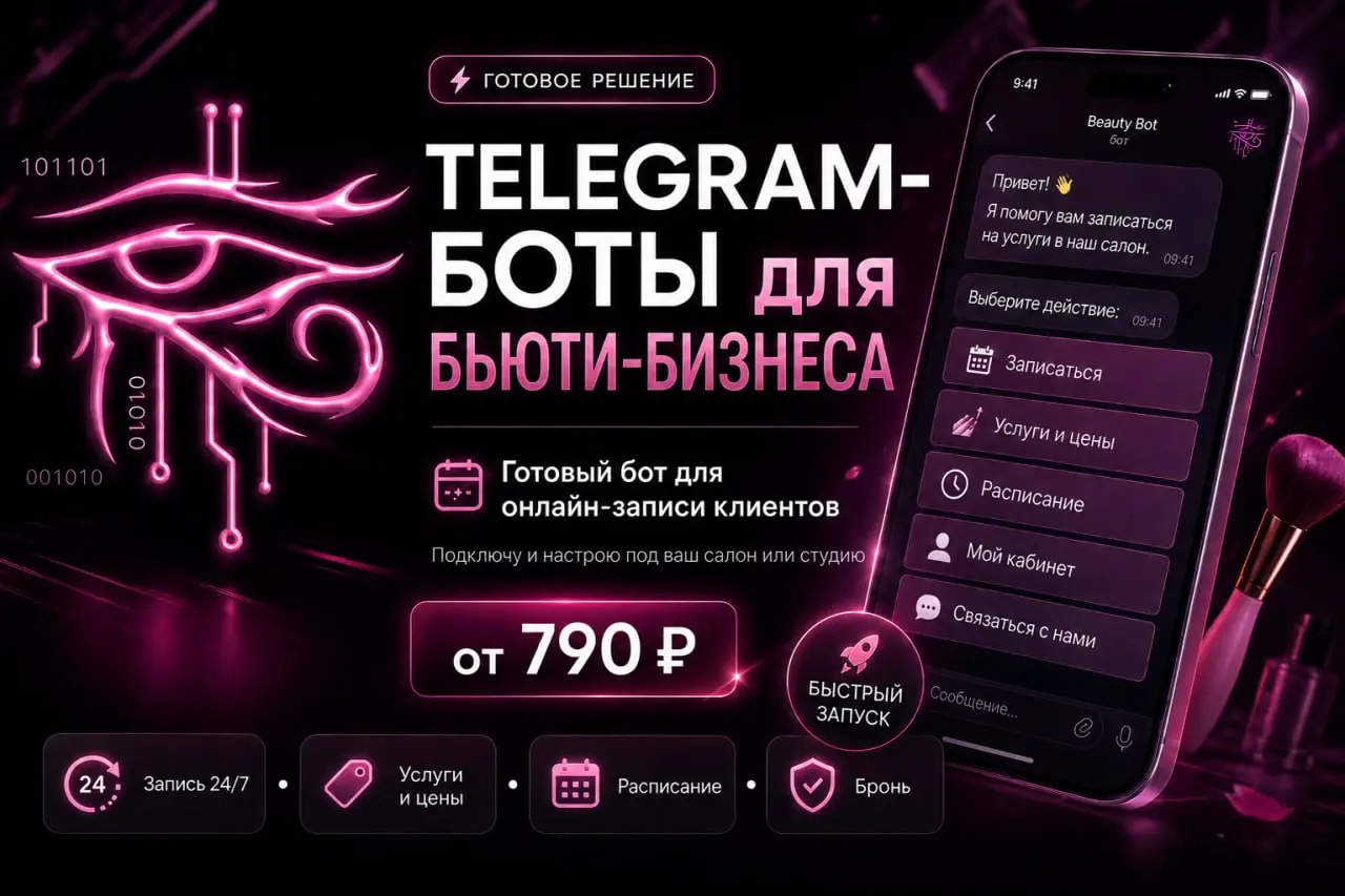 Telegram-боты AETHEL для онлайн-записи клиентов в бьюти-бизнесе
